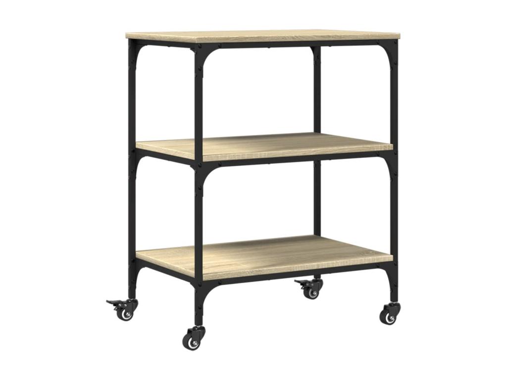 Carrito de cocina madera de ingeniería roble Sonoma 60x41x76 cm