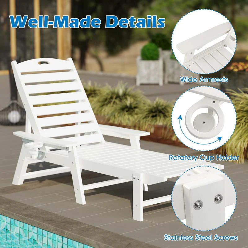 Eletriclife Patio Chaise Lounge Chair with 4 Position Backrest