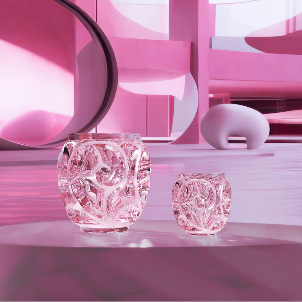 VASE TOURBILLONS - CRISTAL LUSTRÉ ROSE