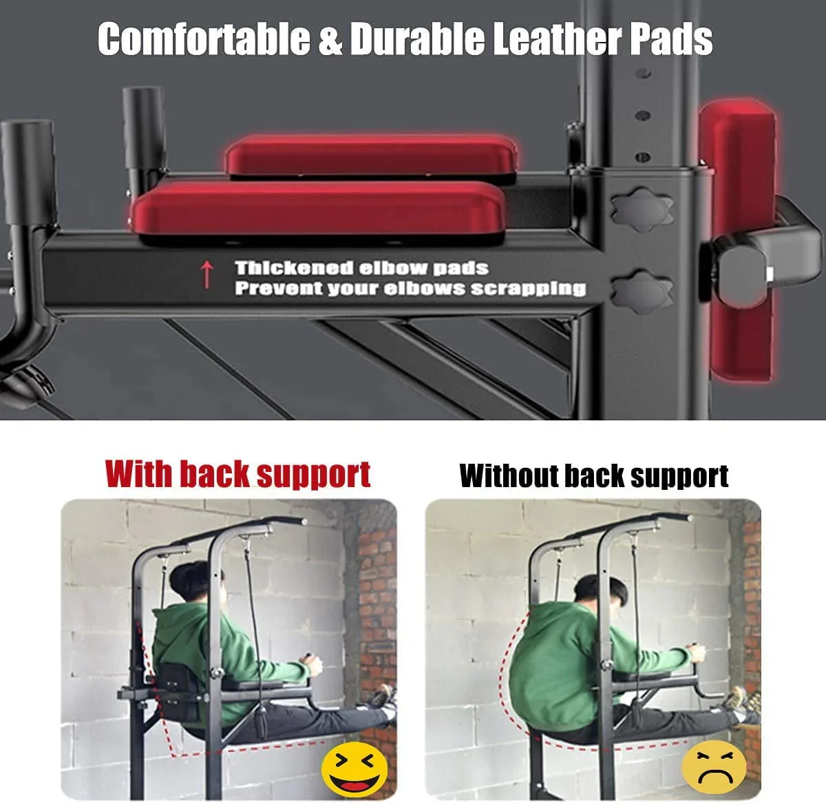 PROHIKER Power Tower Dip Station With Backrest And Resistance Band, Black - Image 4 PROHIKER Power Tower Dip Station With Backrest And Resistance Band, Black - Image 4