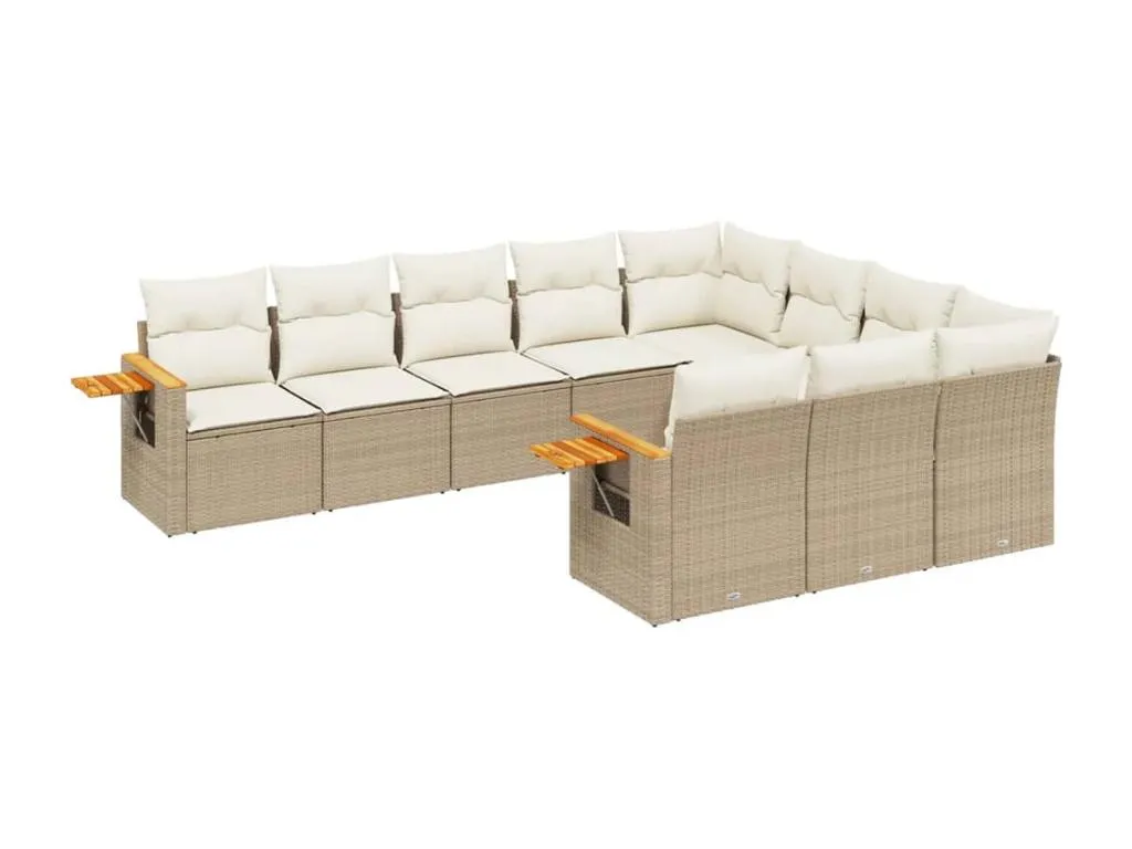 Juego de sofás jardín con cojines beige 10 pzas ratán sintético jnam55364