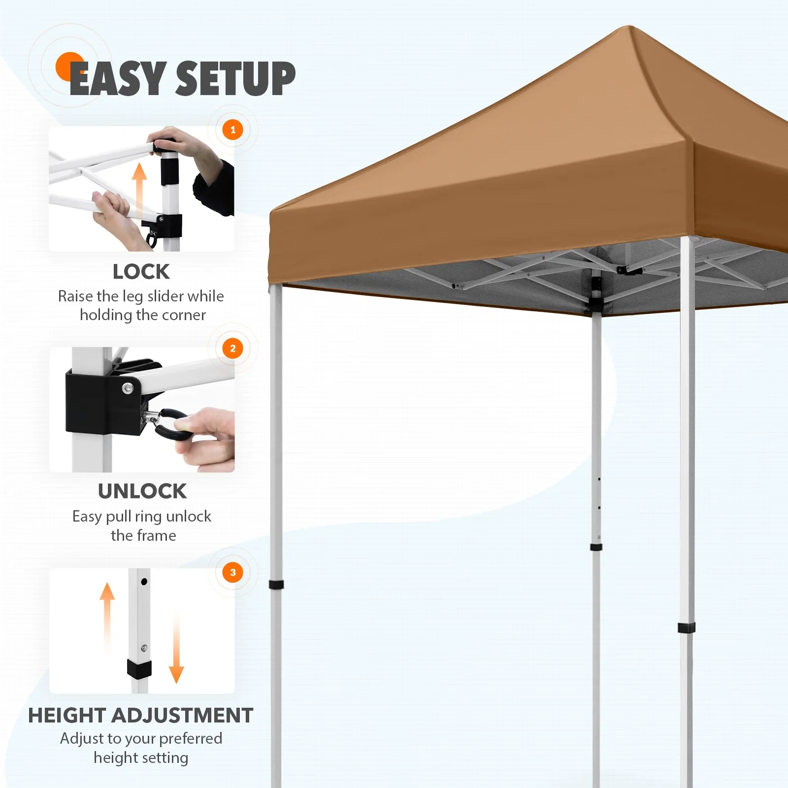 EAGLE PEAK 5x5 Pop up Canopy Tent Instant Outdoor Canopy Easy Set - up Straight Leg Folding Shelter（blue）