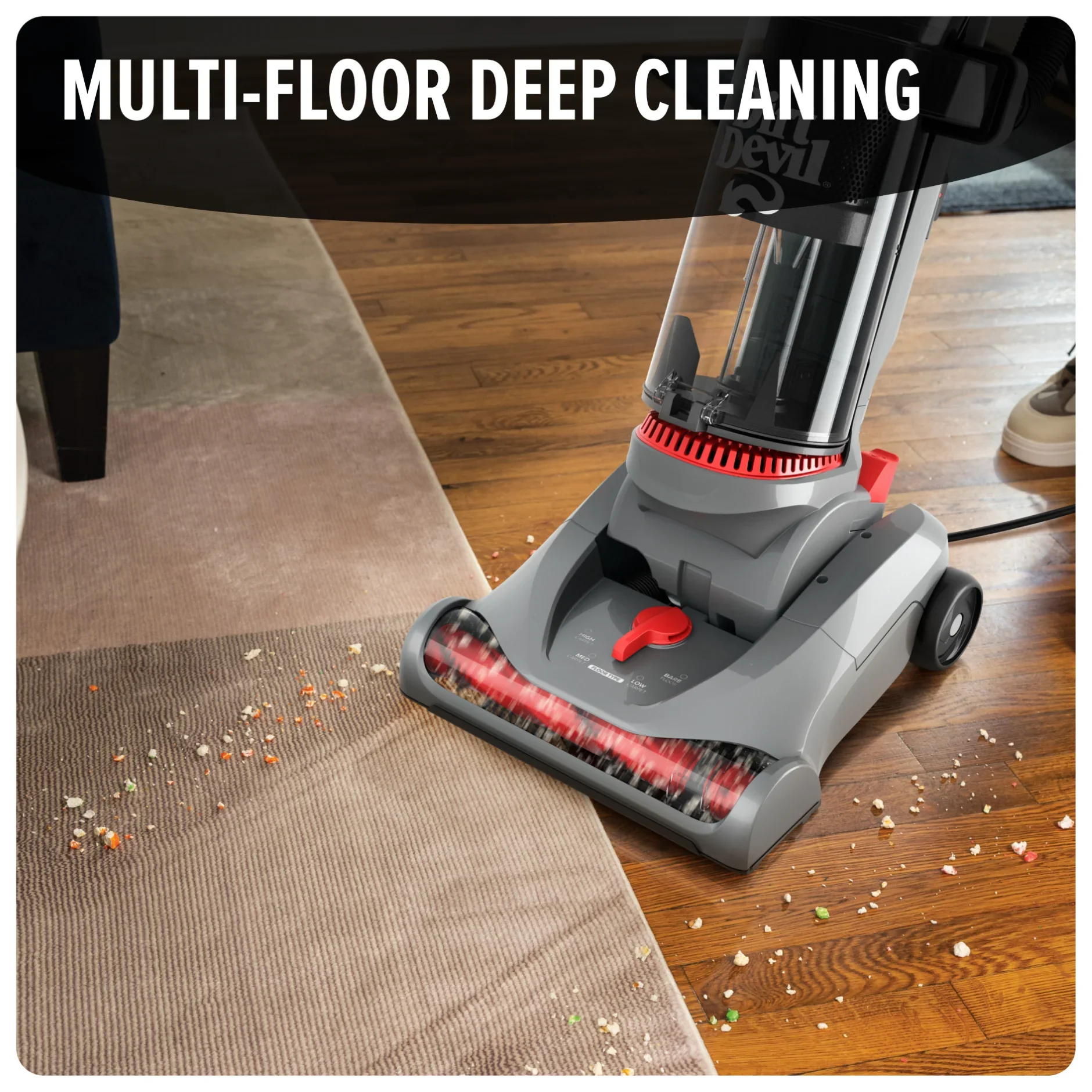 Dirt Devil Performance Pet Bagless Upright Vacuum Cleaner, Pet Friendly, for Carpet & Hard Floors, Above Floor Cleaning, Lightweight, UD76211V, Gray