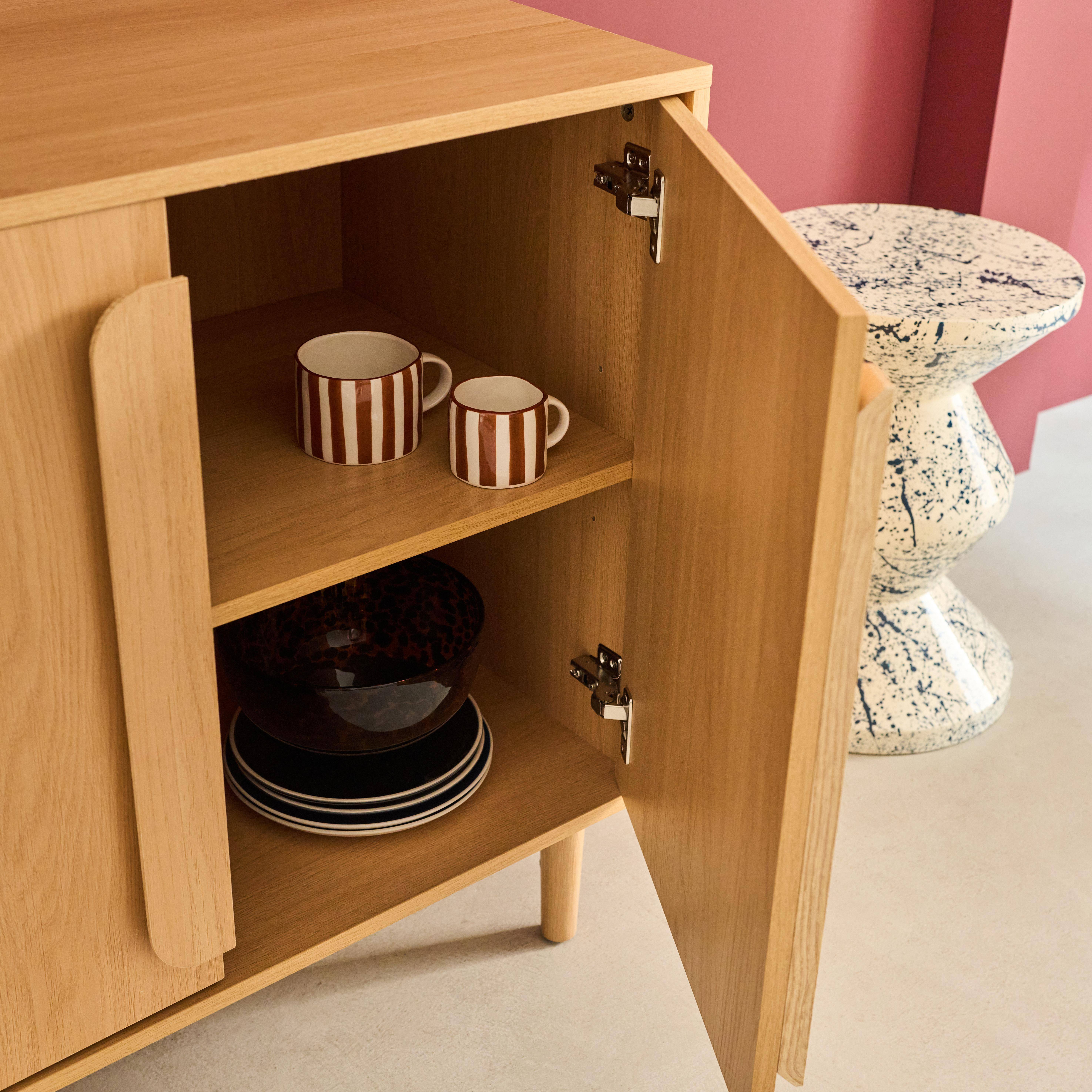 Juliana - Aparador vintage con efecto madera y 4 puertas, 160cm