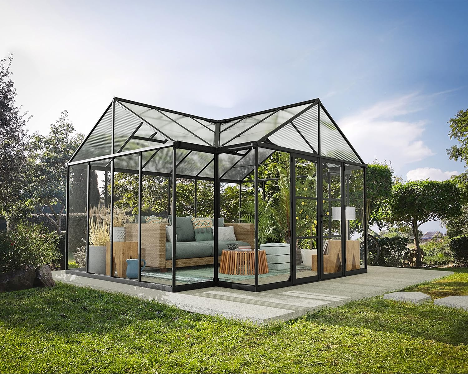 WAYFAIR Palram - Canopia Triomphe Chalet 12 Ft. X 15 Ft. Greenhouse Kit, All-Season DIY Walk In Victorian Green House For Gardening, Outdoor Living (Charcoal Gray)