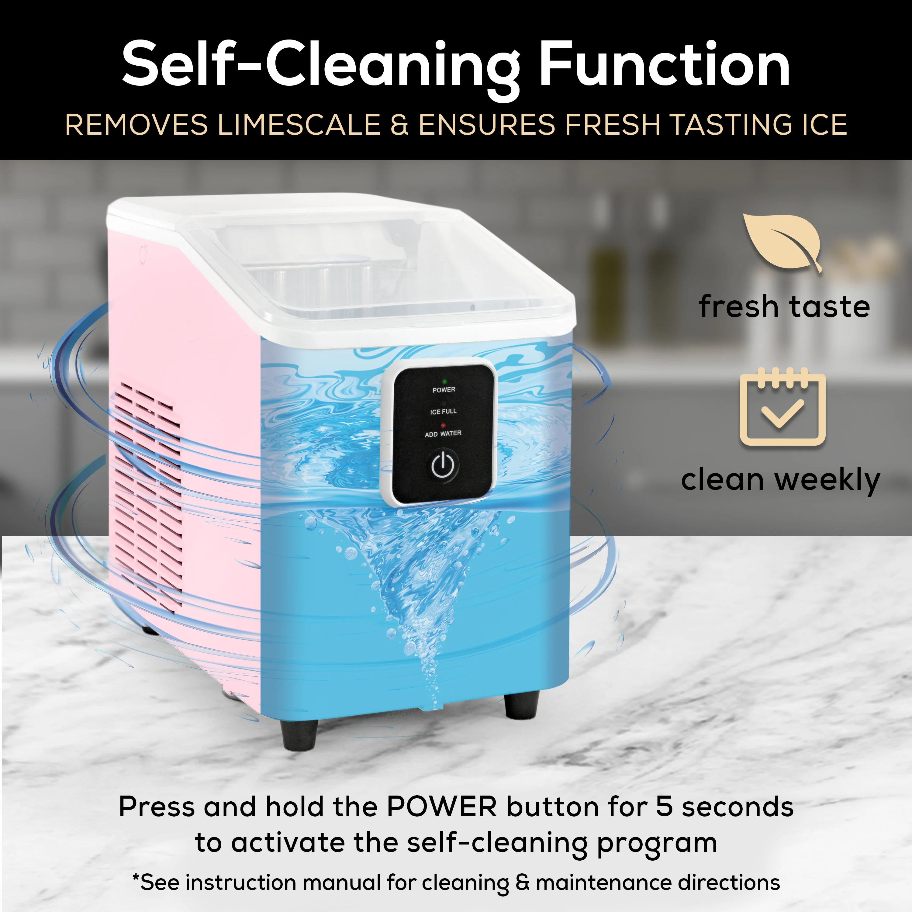 Igloo Self-Cleaning Countertop Ice Maker - Compact and Portable - Creates 26 lbs. Per Day, 8 Pieces Ready Every 7-8 Minutes - Includes Ice Scoop and Basket - Aqua - Image 27