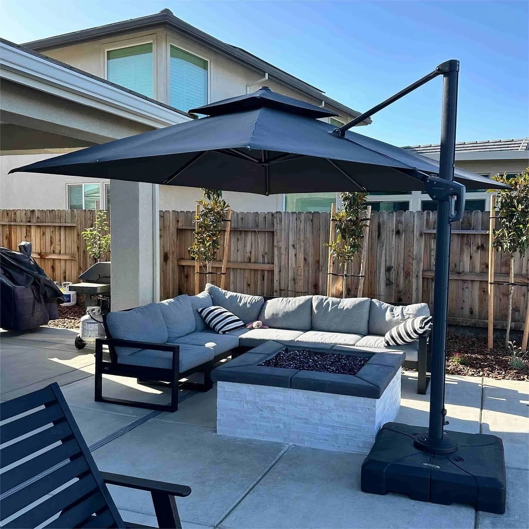 PURPLE LEAF Outdoor Cantilever Umbrella 10' X 13' Rectangle Umbrella Large Patio Umbrella Windproof Heavy Duty Hanging Offset Umbrella for Garden Outdoor Pool, Dark Grey - Image 2