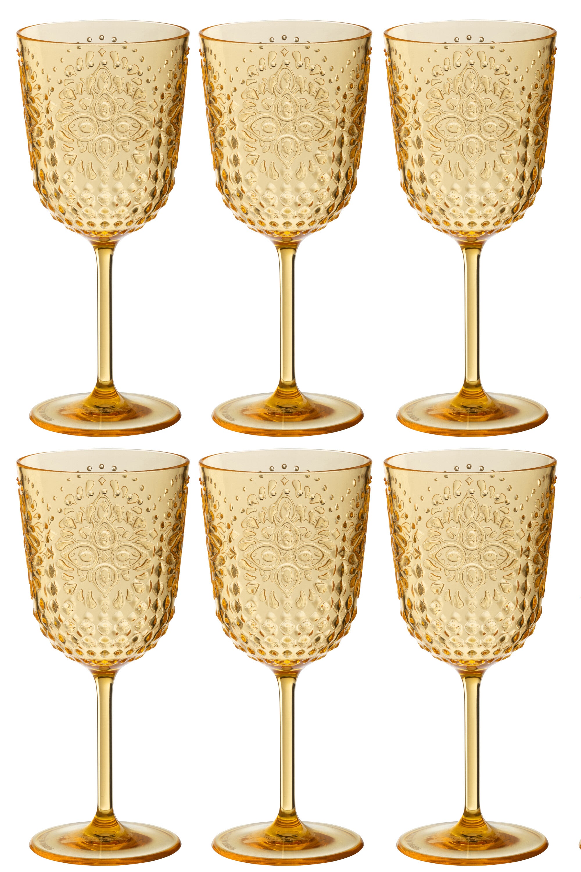 J-Line wijnglas - kusntstof - geel - doos van 6