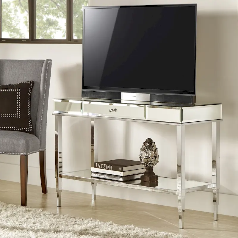 iNSPIRE Q Bold Camille Mirrored Console Table TV Stand with Drawer
