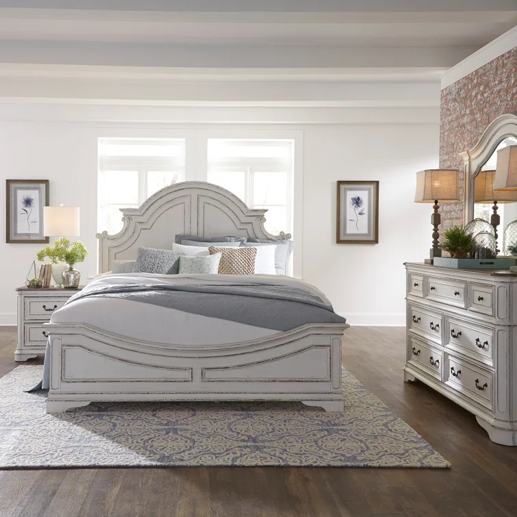 WAYFAIR Colchester Panel Bed, Dresser & Mirror, Night Stand