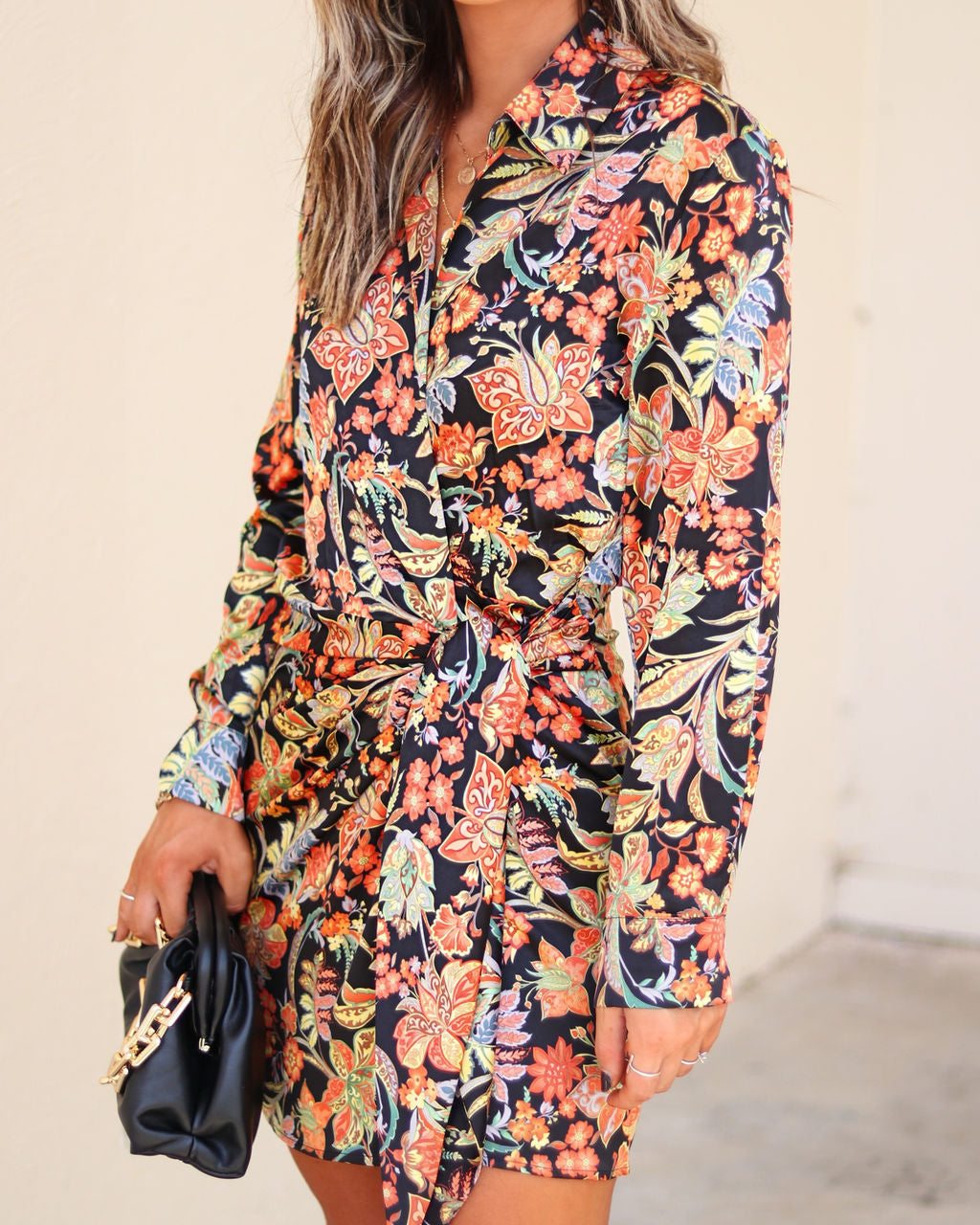 Malia Satin Printed Wrap Mini Dress - Se7enfashion