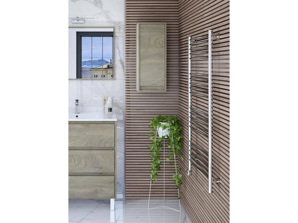 Columna de baño Pasadena, mueble columna de baño con 1 puerta, Mueble de pared suspendido, 30x26h74 cm, Roble