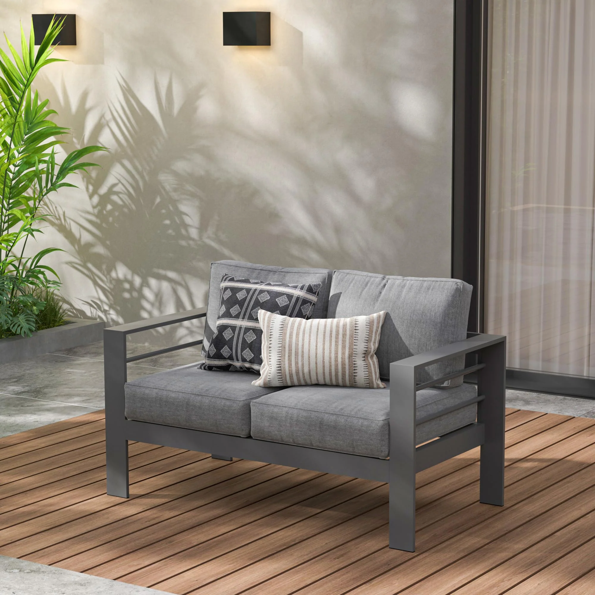 Sofá de Aluminio para Exteriores de 2 Plazas – Gris