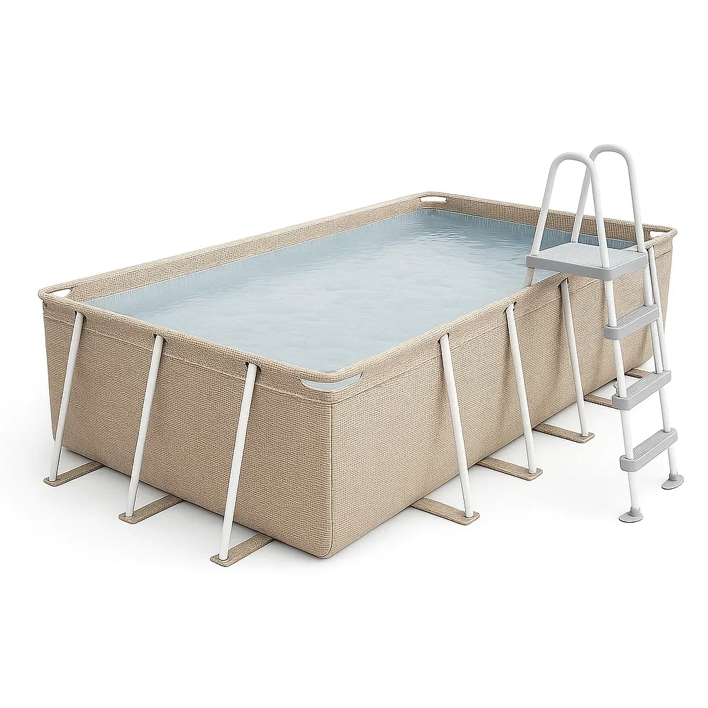 Piscina tubular rectangular 532x265x119 cm colores beige con filtro y escalera lakuevb201MY