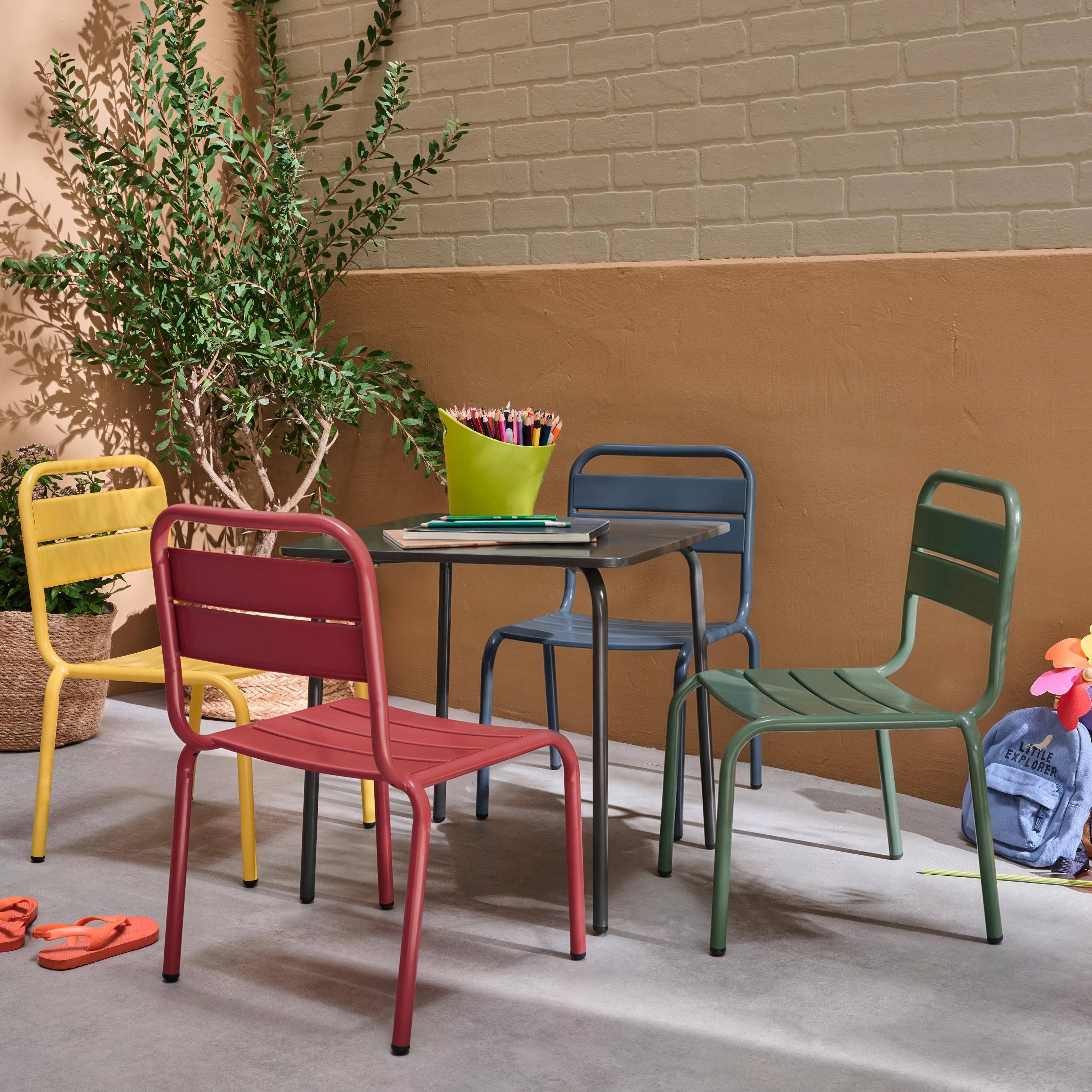 Anna - Mesa de jardín infantil con 4 asientos multicolor