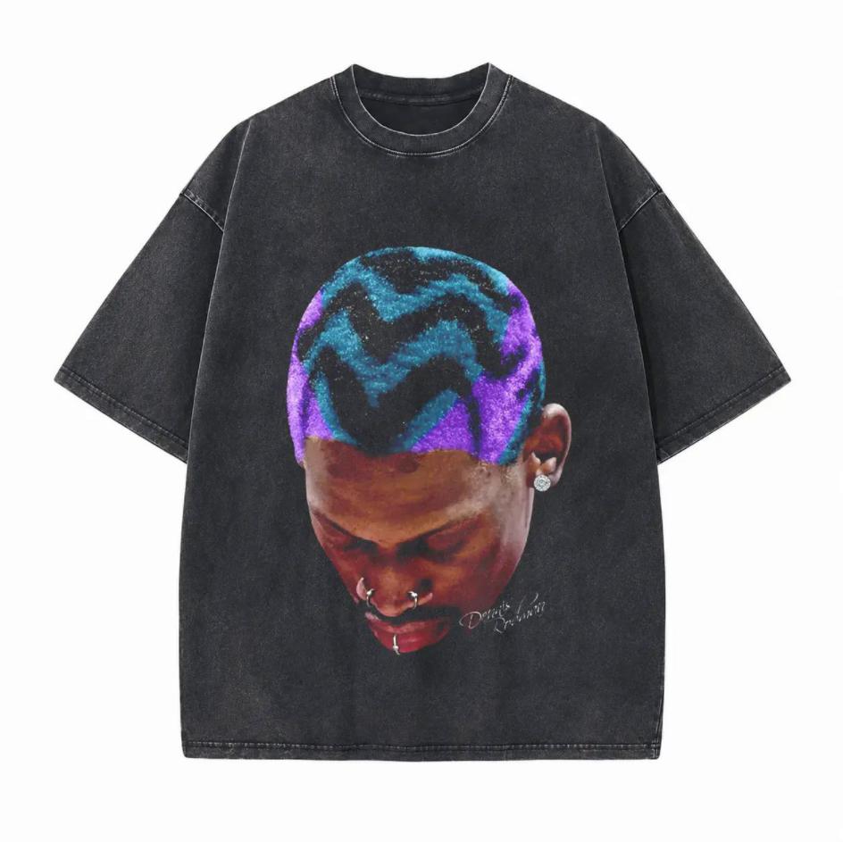 Basketball Player Colorful Dyed Hair Printed Unisex Washed T-Shirt