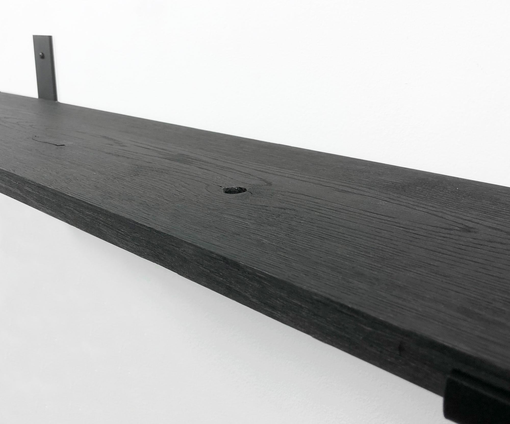 Woodbrothers Eiken wandplank zwart 80x20cm + zwarte dragers