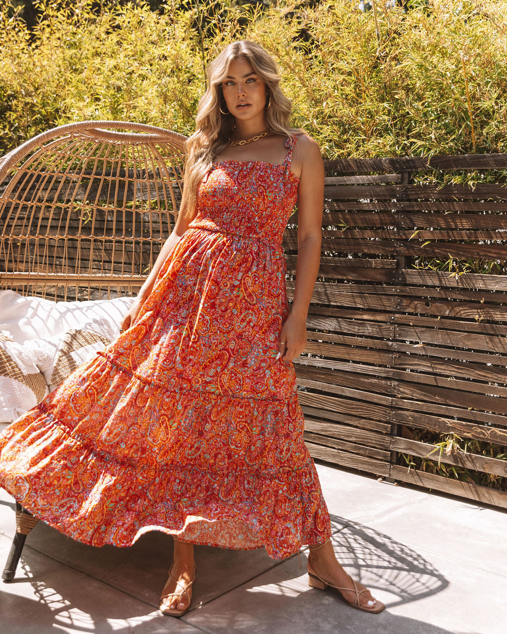 Presotto Printed Smocked Maxi Dress - FINAL SALE - Se7enfashion