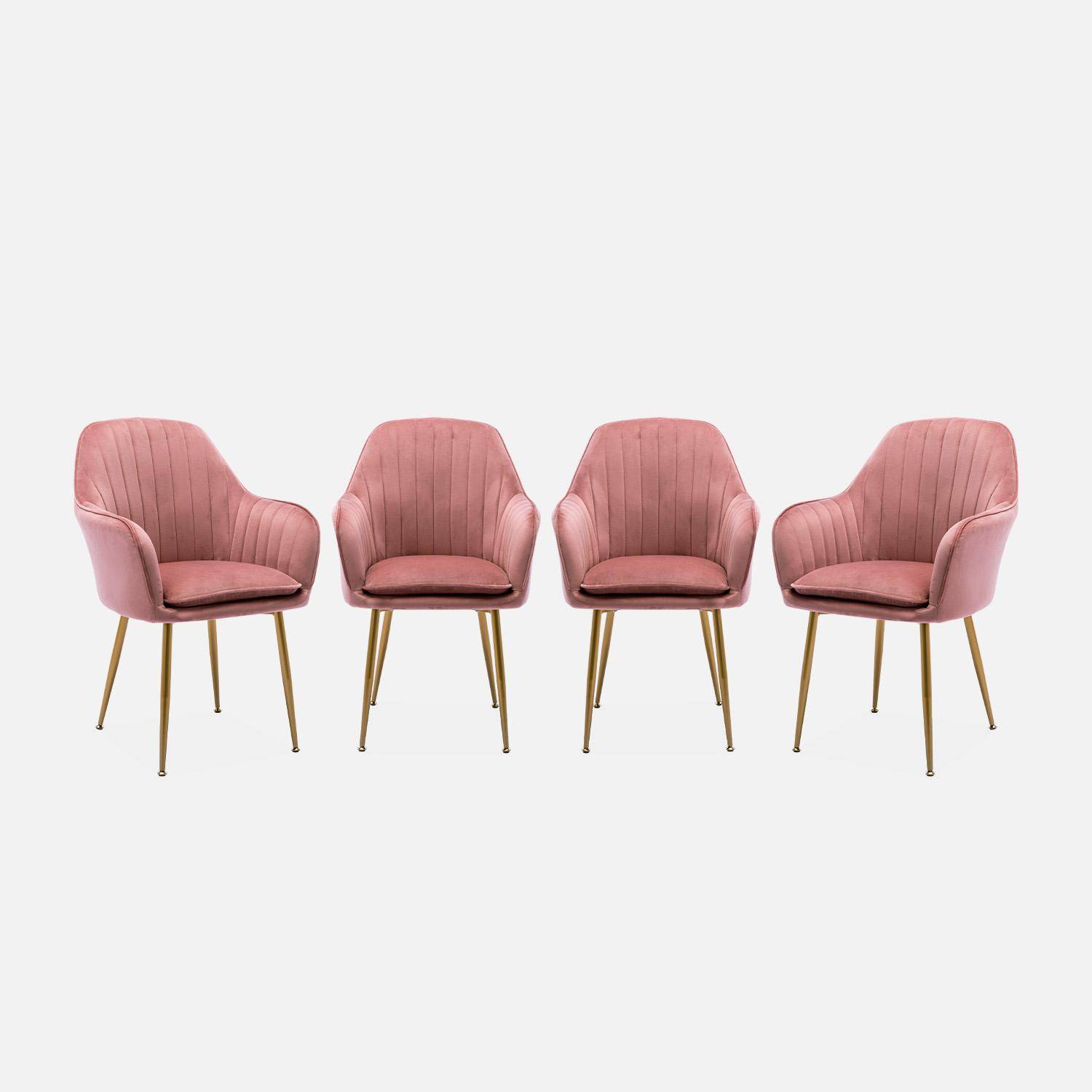 Shella - Sillón de terciopelo con patas de metal, set de 4