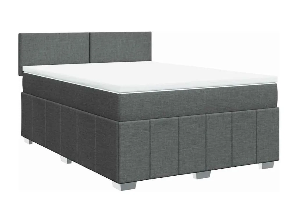 Cama box spring con colchón tela gris oscuro 140x190 cm rsw3521985