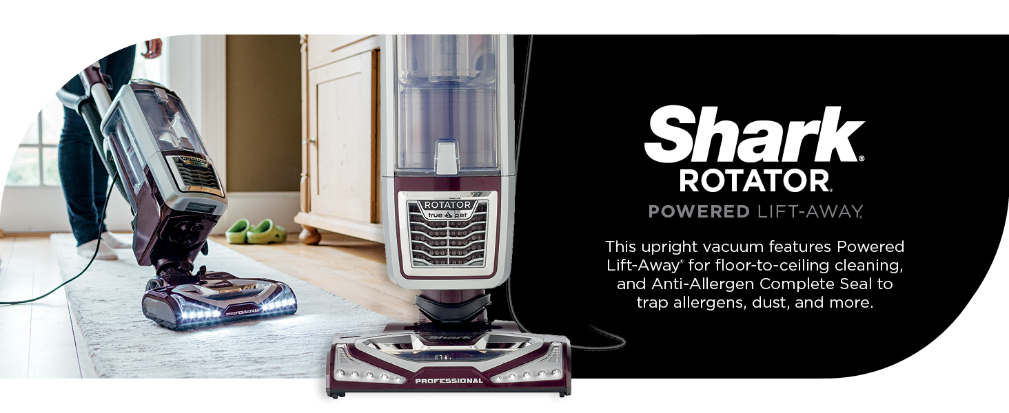 upright vacuum features Powered Lift-Away Shark Rotator Anti-Allergen Complete Seal trap allergens