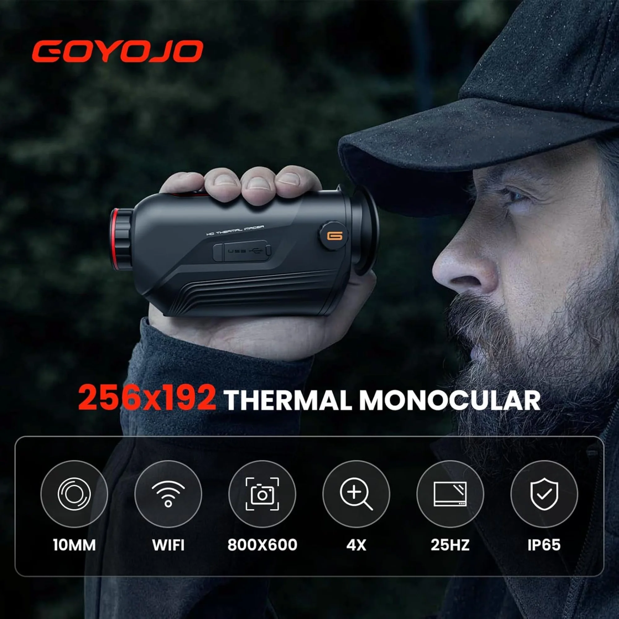 GOYOJO Thermal Monocular 256x192 (25 Hz) Thermal Imaging Monoscope Camera for Adults, 10mm Focal Lens Vision Goggles Thermal Scopes for Night Hunting Camping - Image 2
