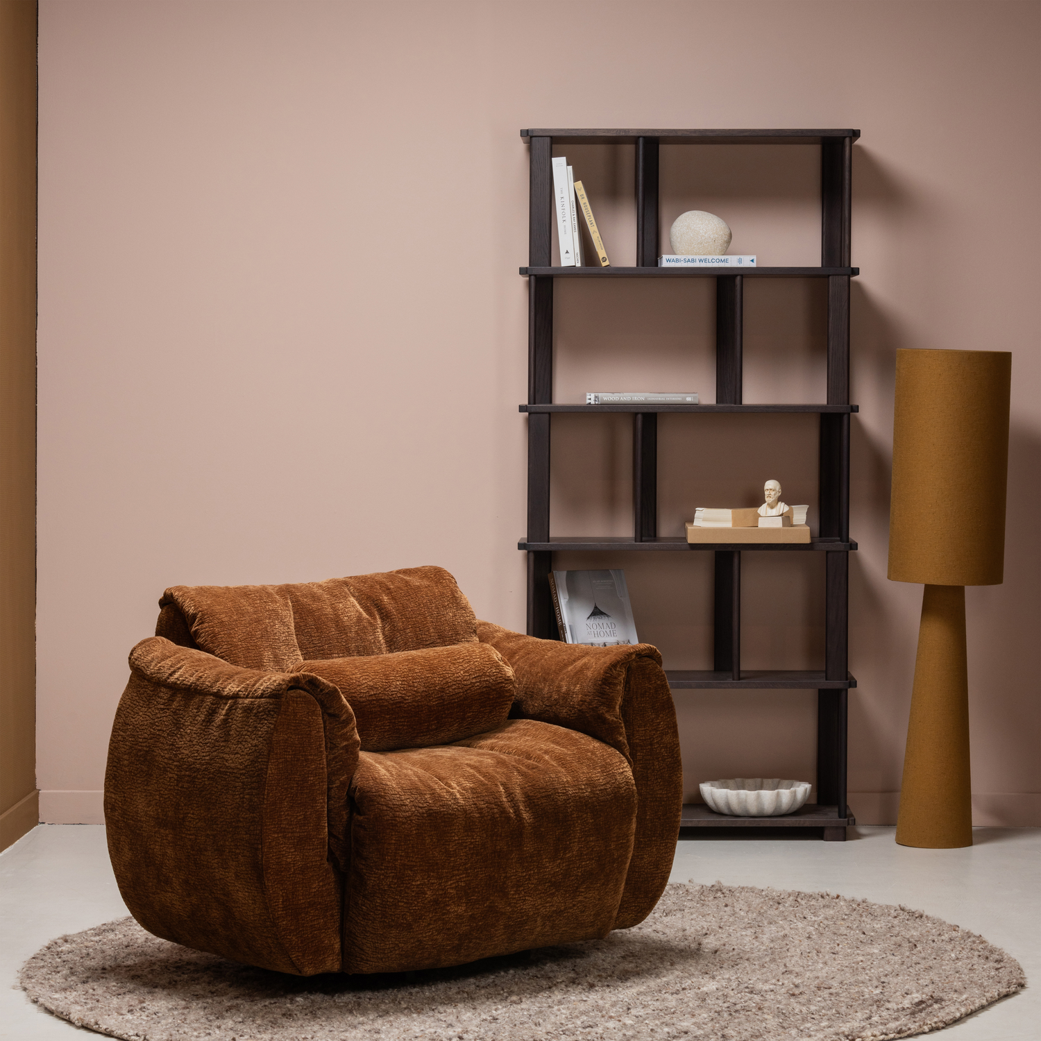WOOOD Riss Boekenkast - Eikenhout - Mystic Brown - 186x90x30