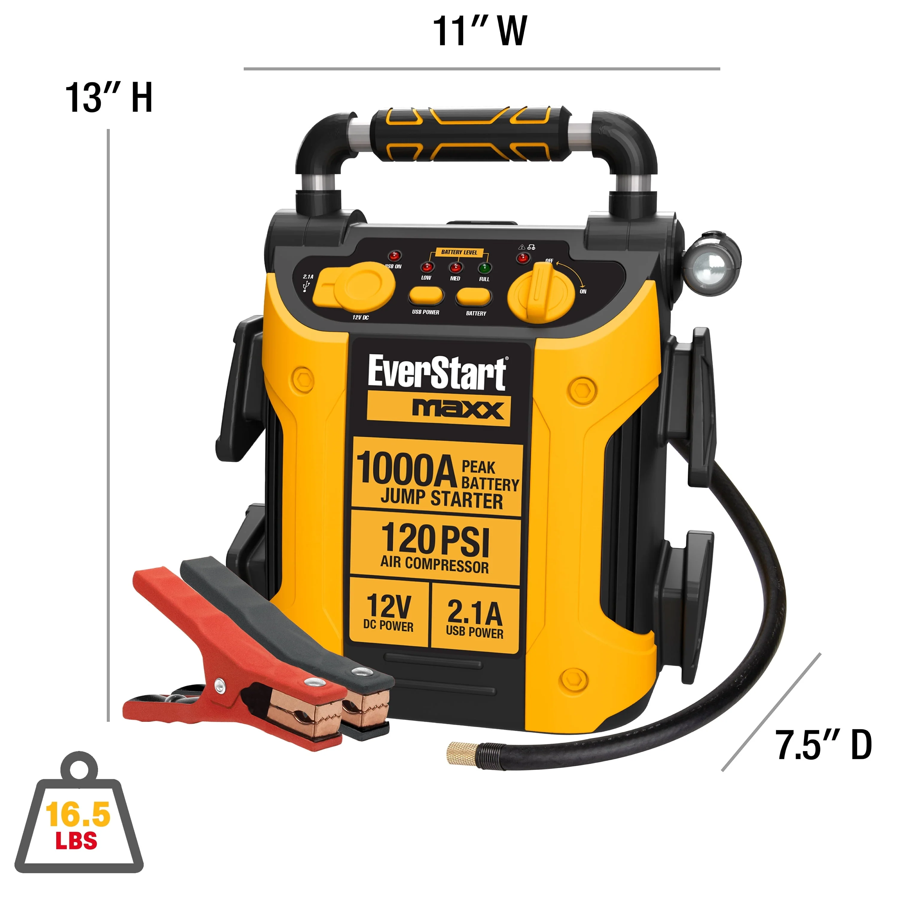 EverStart Maxx J5C09E 1000 Peak Amp Jump Starter with Compressor, Pivoting LED Light, DC and USB Port - Image 5