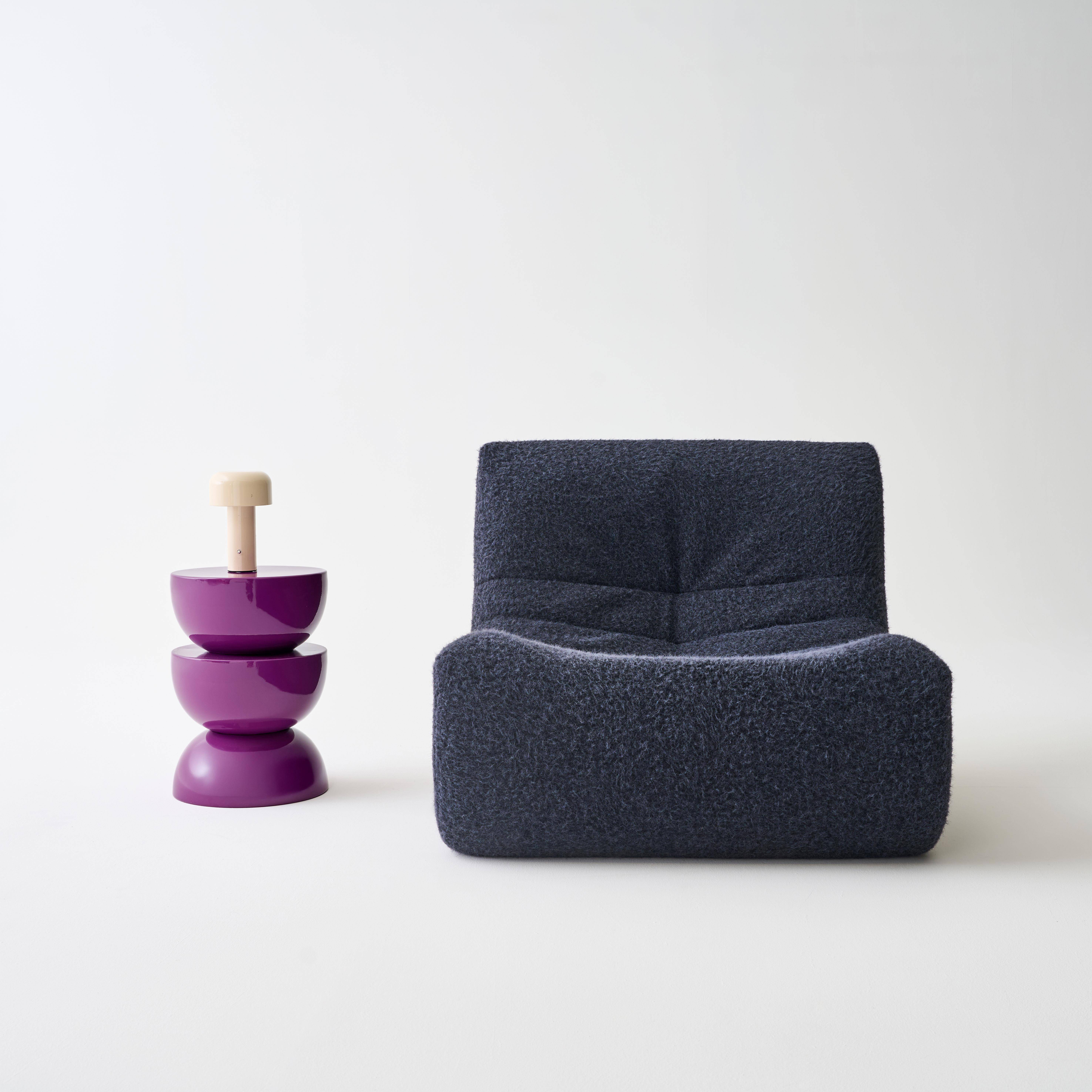 Coumba - Mesa auxiliar, mesita metal efecto glassy