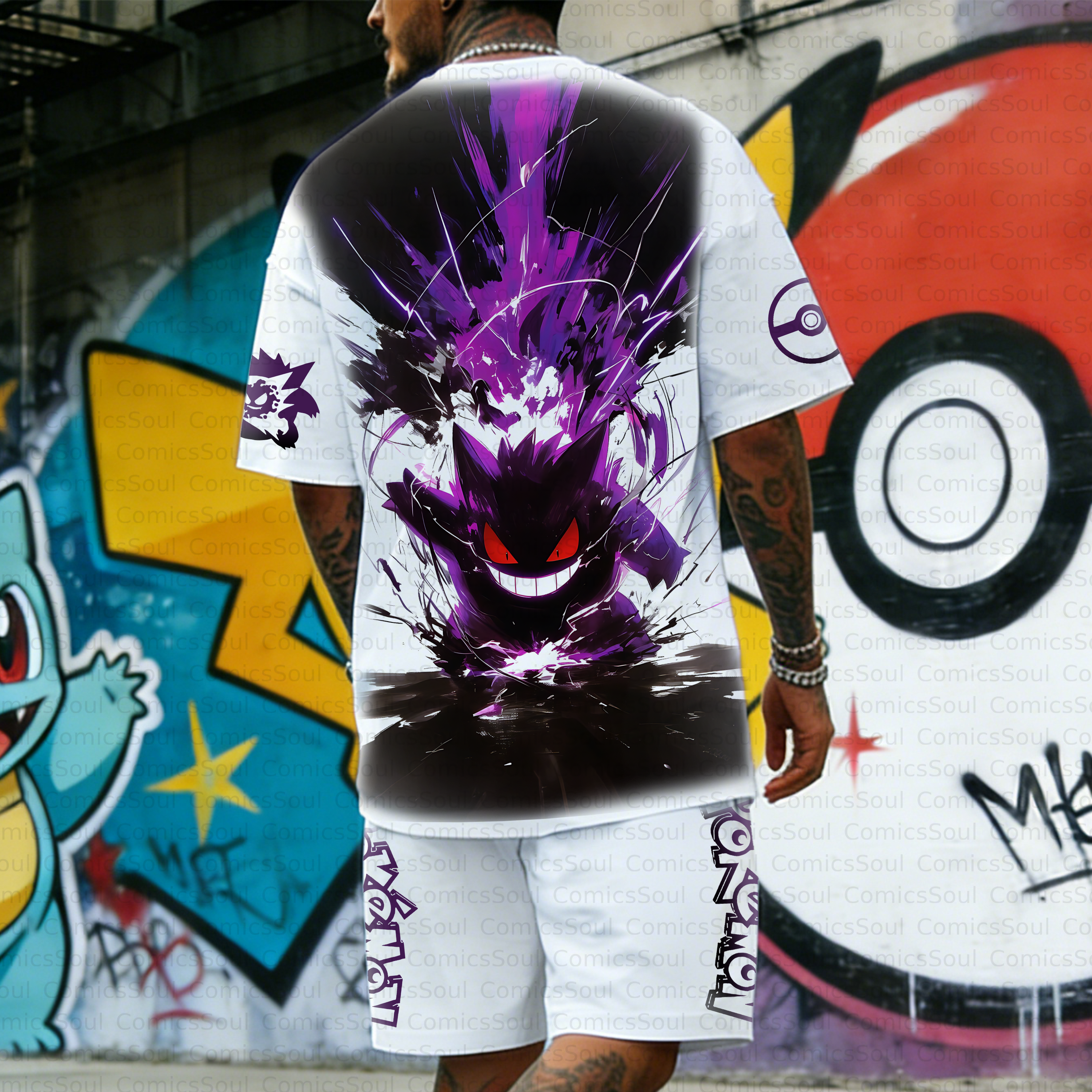 Unisex Anime Inspired Vintage T-shirt& Shorts 2 Pieces Set