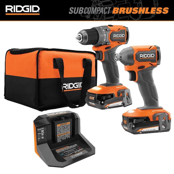 18V Subcompact Brushless 2 - Tool Combo Kit with Drill/Driver, Impact Driver, (2) 2.0 Ah Batteries, Charger, and Tool Bag