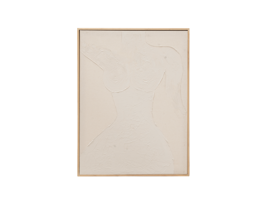 Cuadro decorativo sobre lienzo de algodón con marco de madera marrón claro pintado artesanalmente con pintura al oleo de 60x80cm - GALA - Mubdelu