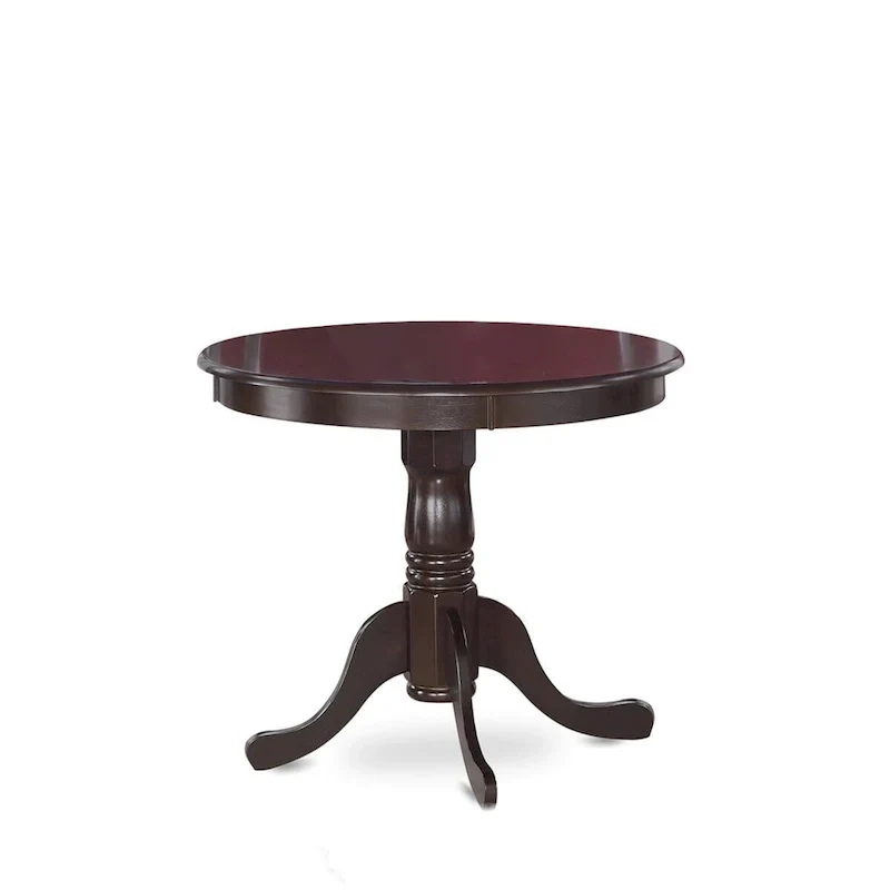 East West Furniture 5-Piece Round Dining Set - Cappuccino Kitchen Table with 4 Chairs (Seat Options Available)