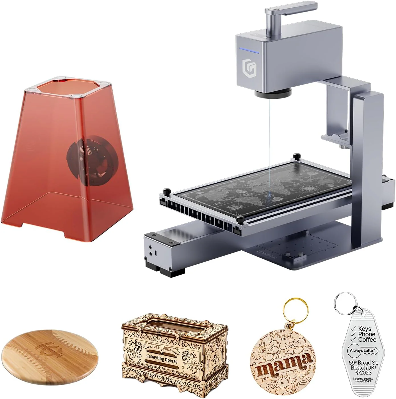 Longer Nano Pro Portable 12W Laser Engraver with Extension Kit, 5000mm/s High-Speed, Engraving Precision 0.01 * 0.01mm, DIY Engraver Tool for Wood, Acrylic, Leather, Cloth, Metal, Ceramics