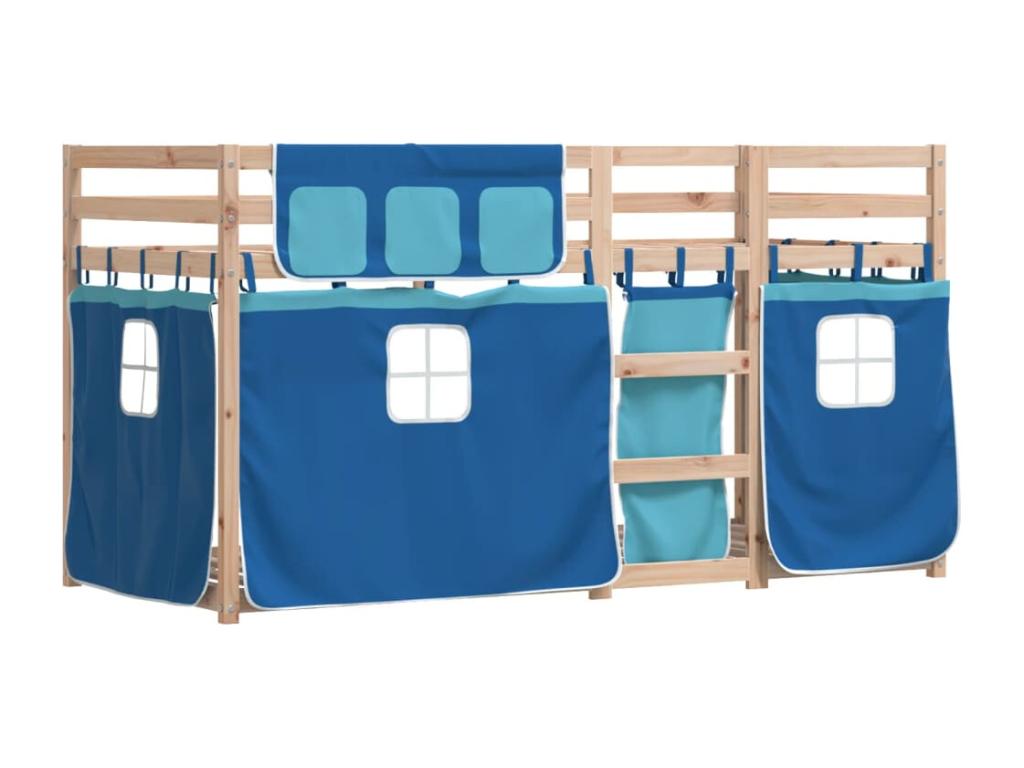Pratcas Litera con cortinas madera maciza de pino azul 90x200 cm