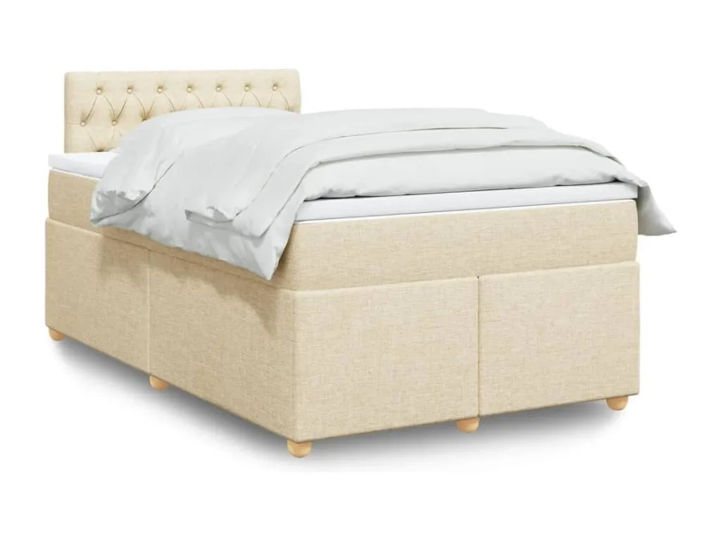 Cama box spring con colchón tela color crema 120x190 cm soc3521693