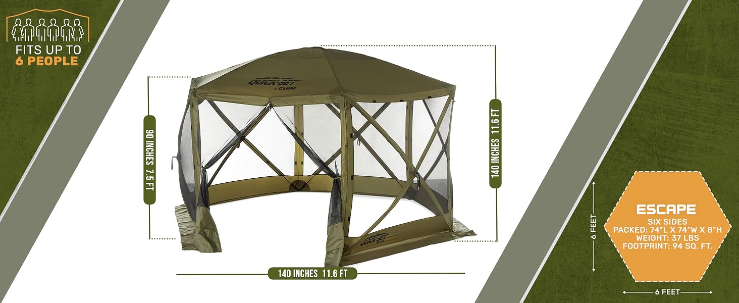 CLAM Quick-Set Venture 9 x 9 Foot Portable Outdoor Camping Canopy Shelter, Brown