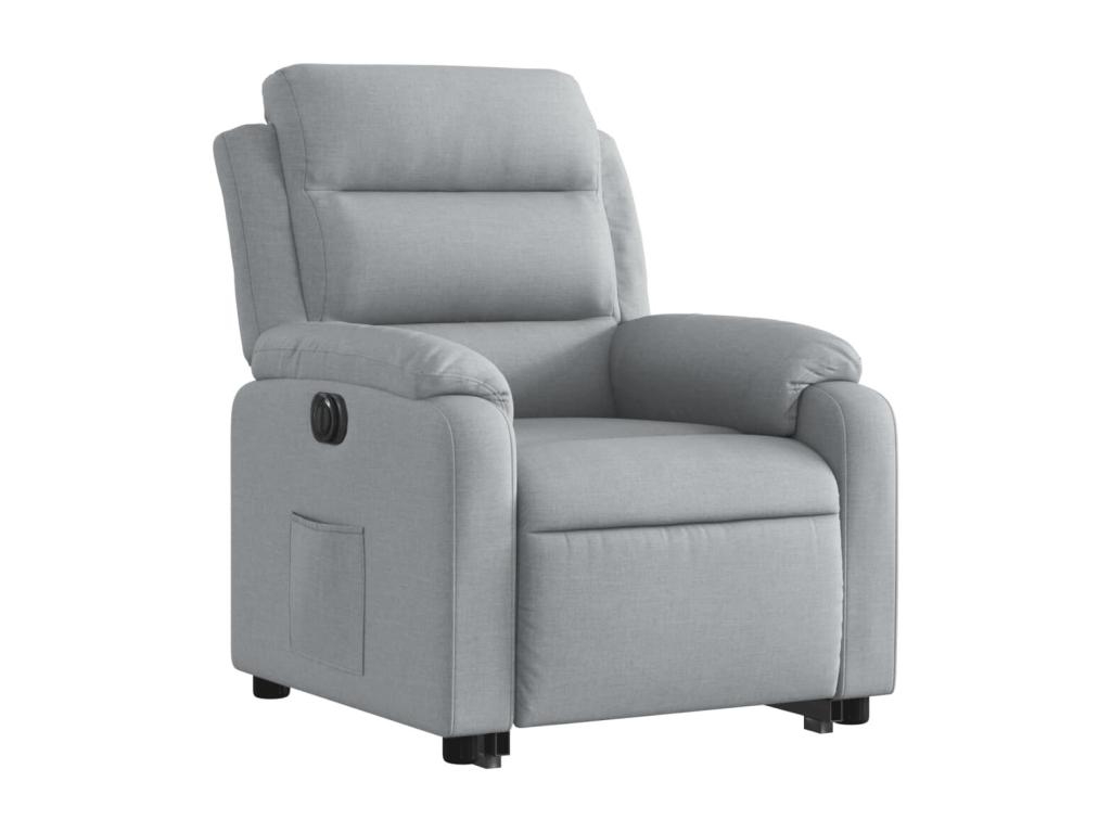 Sillón eléctrico reclinable elevable de tela gris claro
