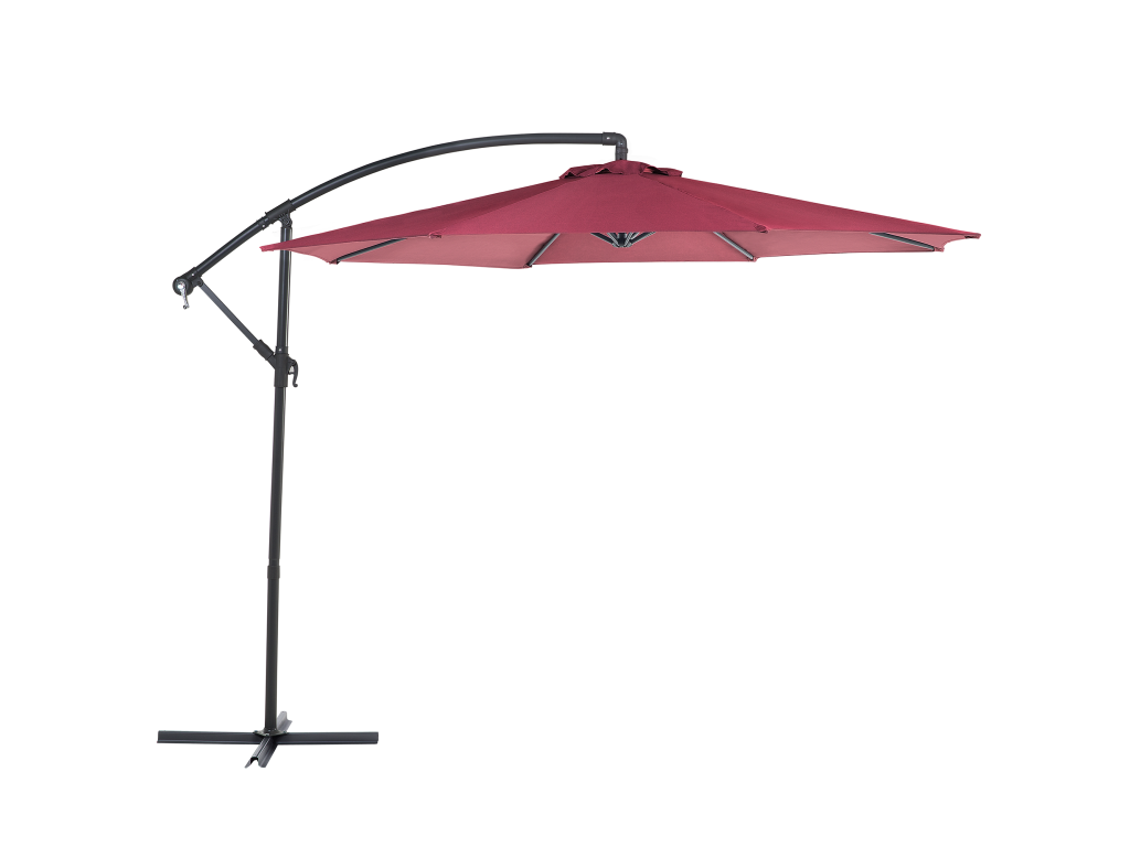 Sombrilla voladiza de poliéster rojo/borgoña 300 cm RAVENNA