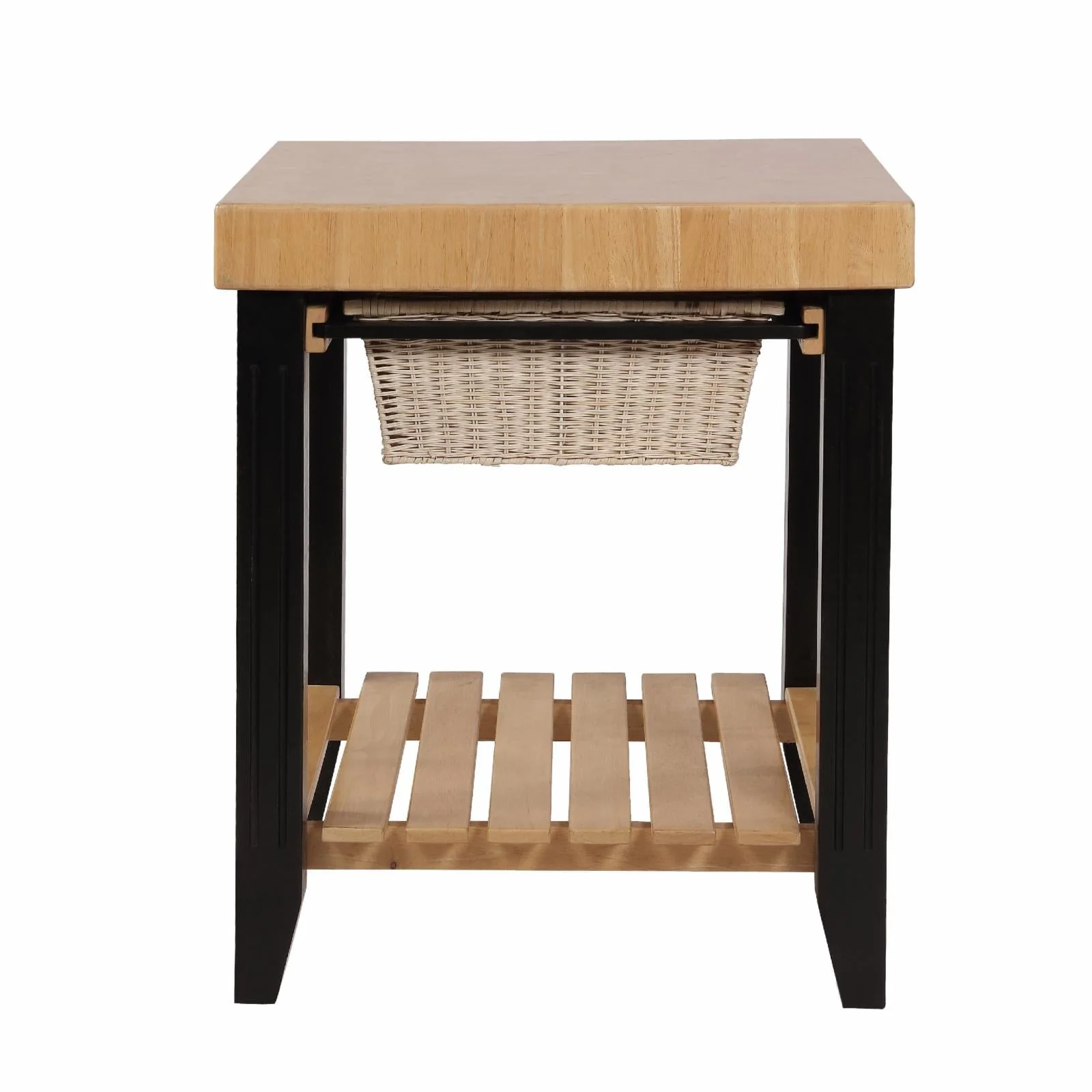 Kolton Square Kitchen Island, Black and Natural with Butcher Block Top - Image 3
