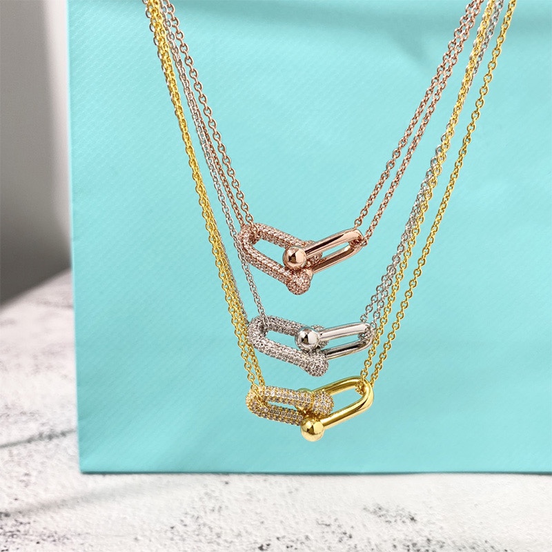 Tiffany Diamond Double Horseshoe Clasp Pendant Necklace - Original Replica Club