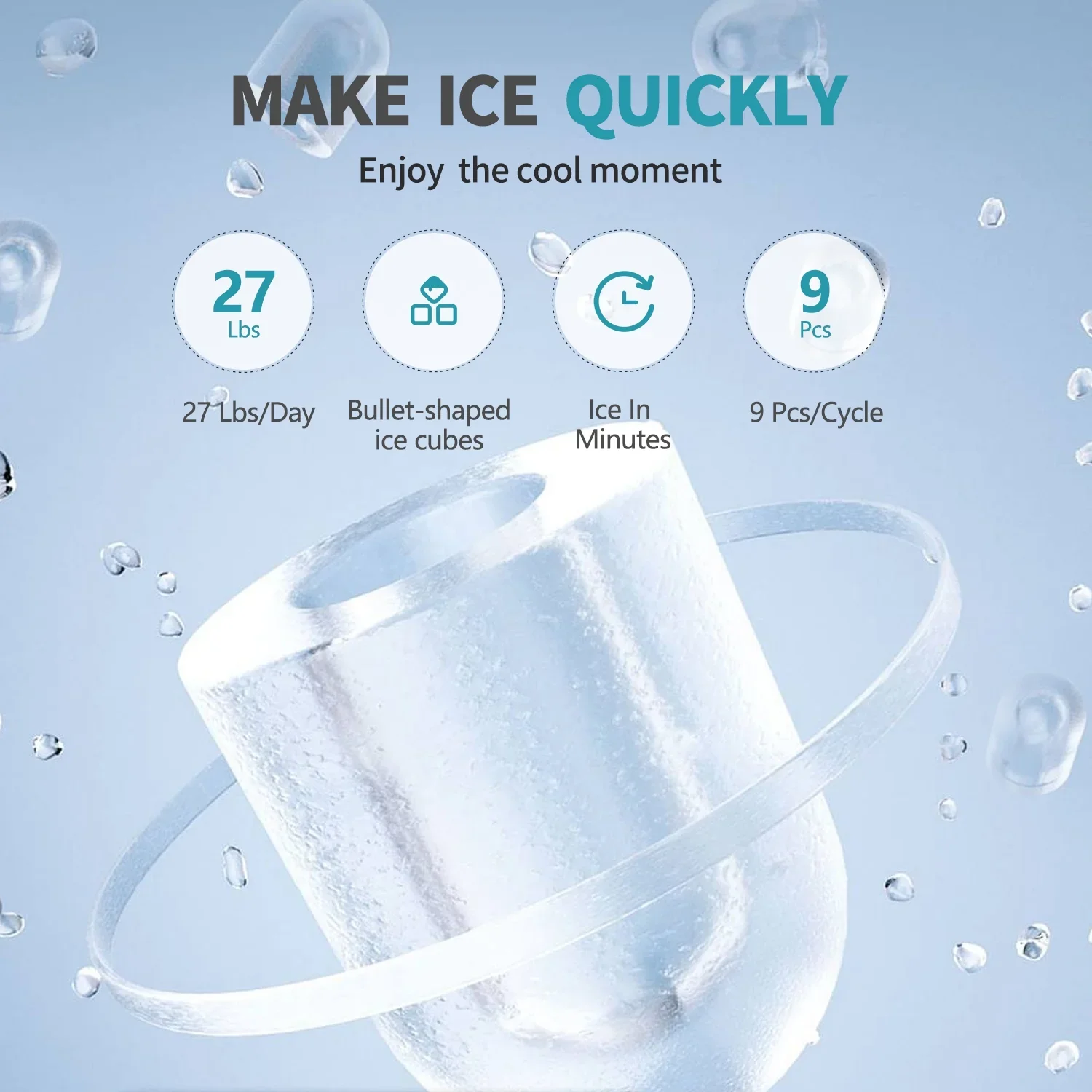 VECYS 3 5 gal Water Dispenser with Ice Maker, 27LBS Daily Ice & Child Lock