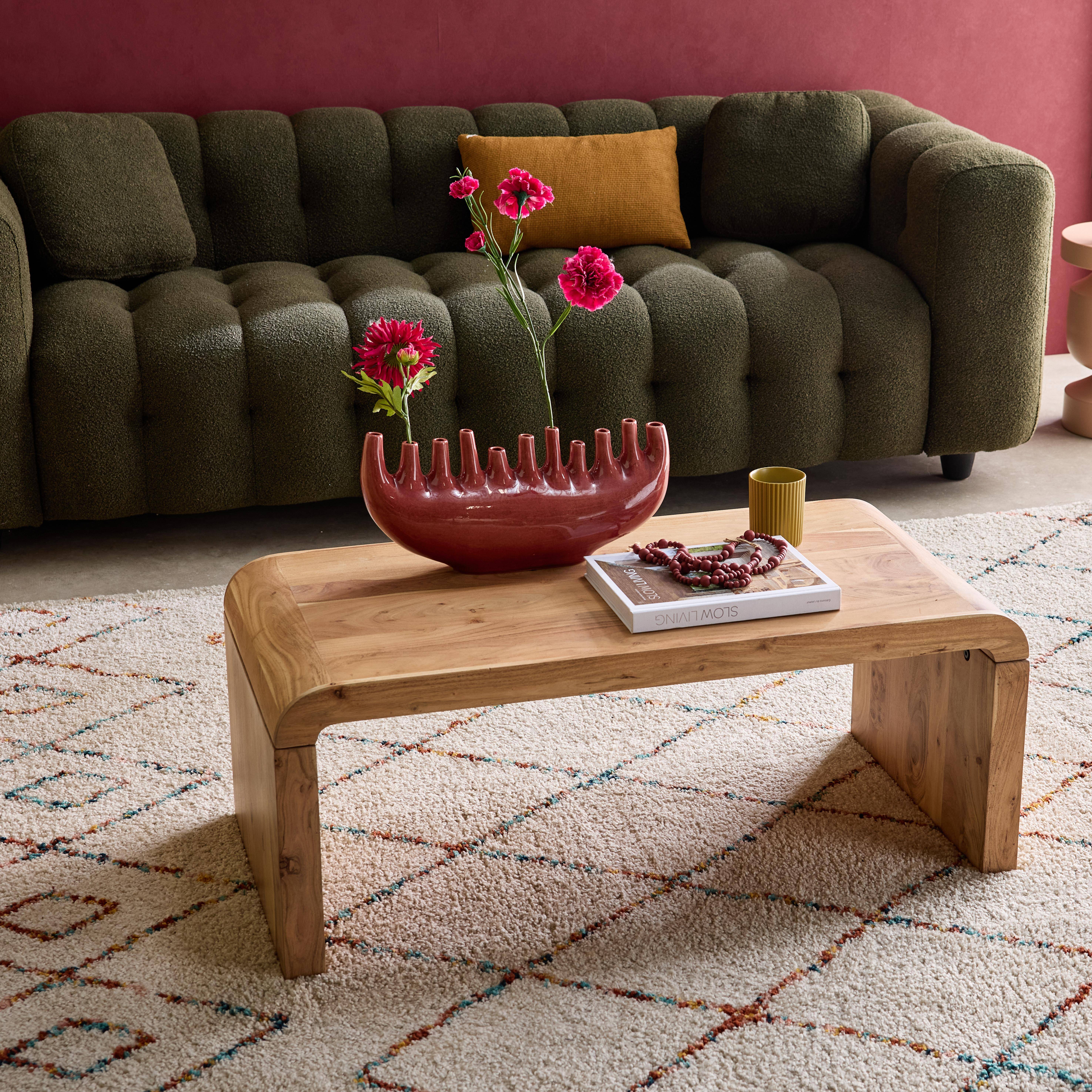 Dana - Mesa de centro rectangular de madera maciza de acacia