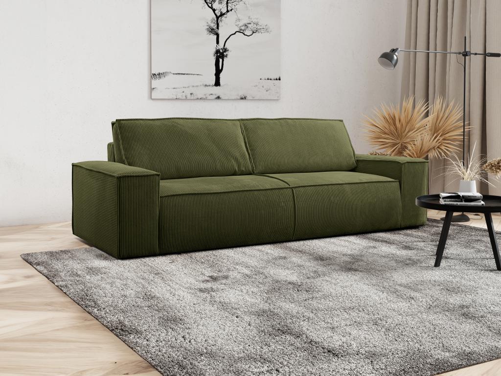 Canapé abatible 140x190 cm con cabecero vertical caqui