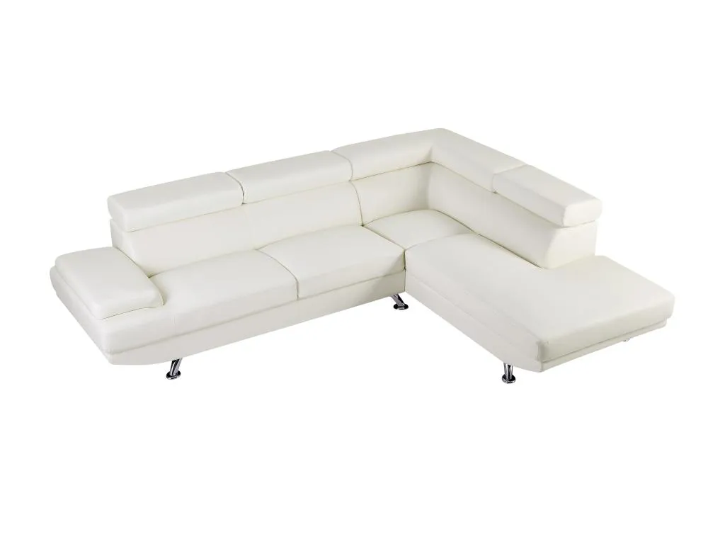 Sofá rinconero XL de piel sintética Decocasaes - blanco - Ángulo derecho 38674aedu