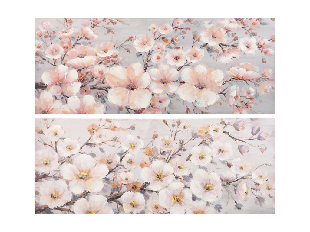 Set 2 Lienzos Hojas 40% Hand Painted 150x3x60 Cm