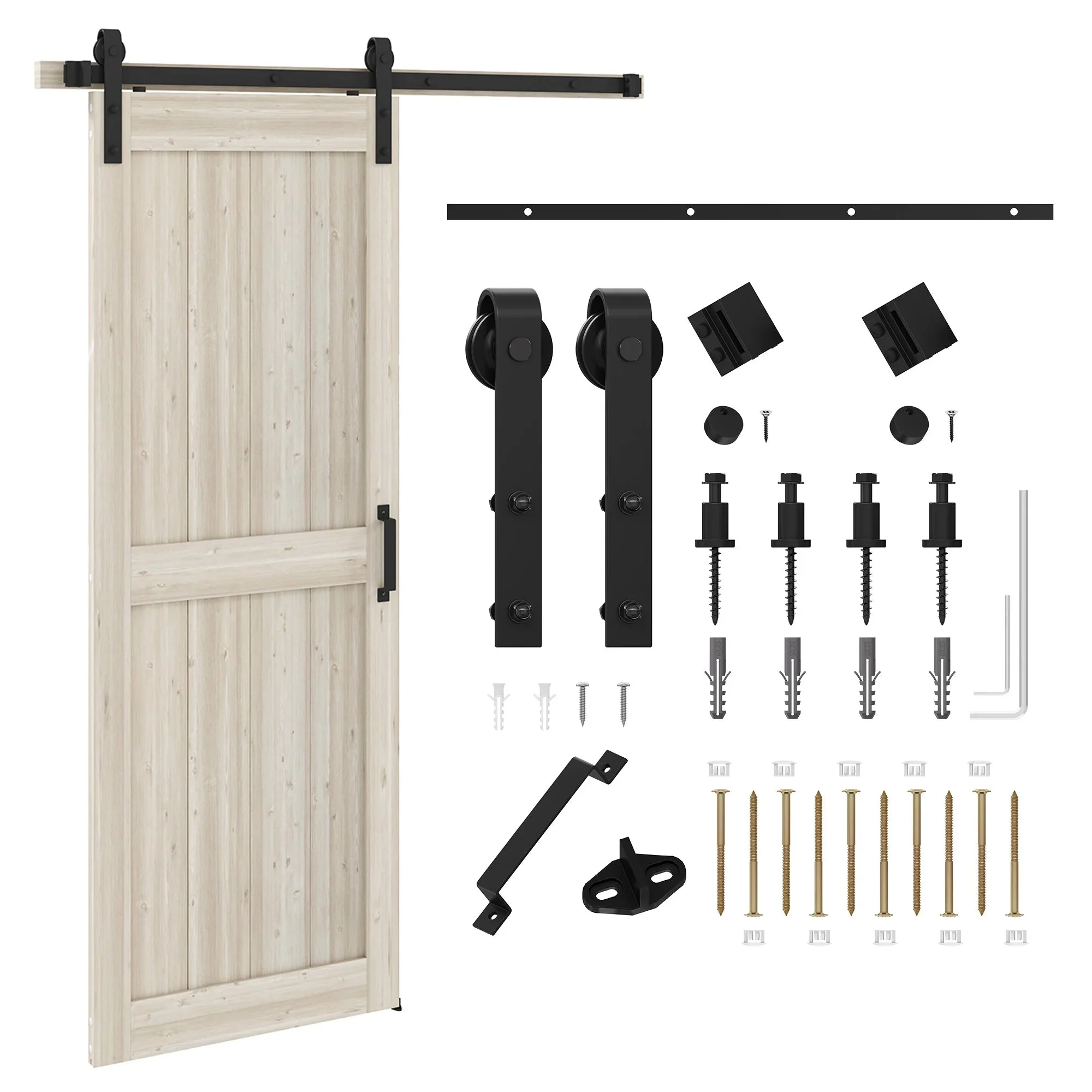 Uforic Sliding Barn Door With Hardware Kit, 48 x 84 in, Gray - Image 16 Uforic Sliding Barn Door With Hardware Kit, 48 x 84 in, Gray - Image 16