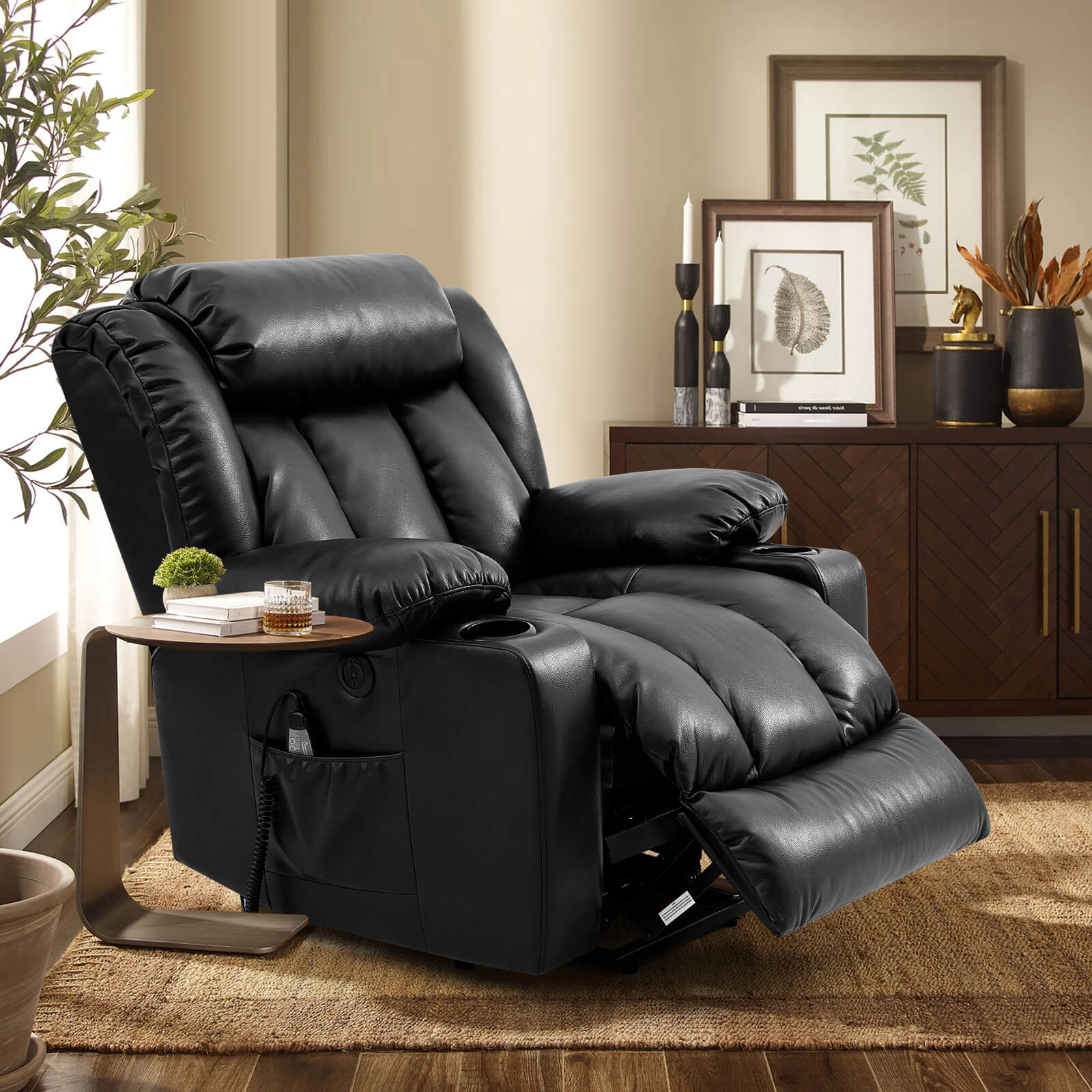 Clearance Sale Mcombo Electric lift Recliner sofa with massage and heating functions, 3 positions, 2 side pockets and cup holders, USB ports!