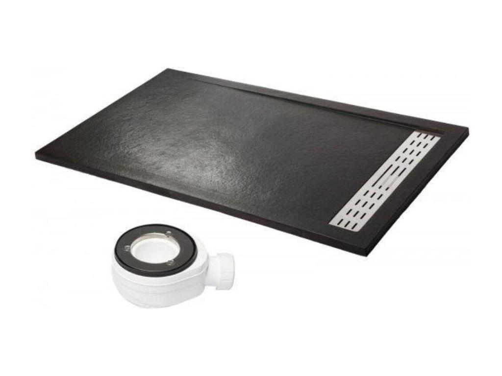 Plato de ducha premium negro - 100x180cm - resina con cargas minerales