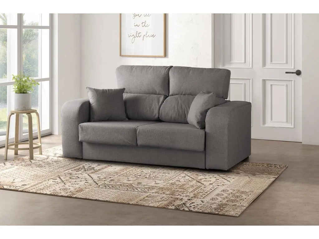 Sofá fijo Prietocasa Sofá 3 plazas tapizado en tela Sofá reclinable multiposición 190x80h95 cm Gris